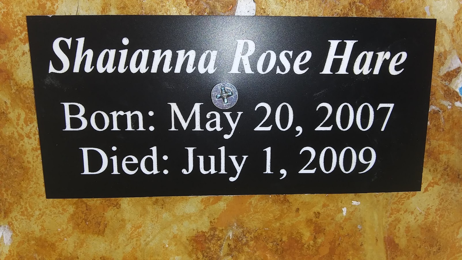 Headstone for Hare, Shaianna Rose